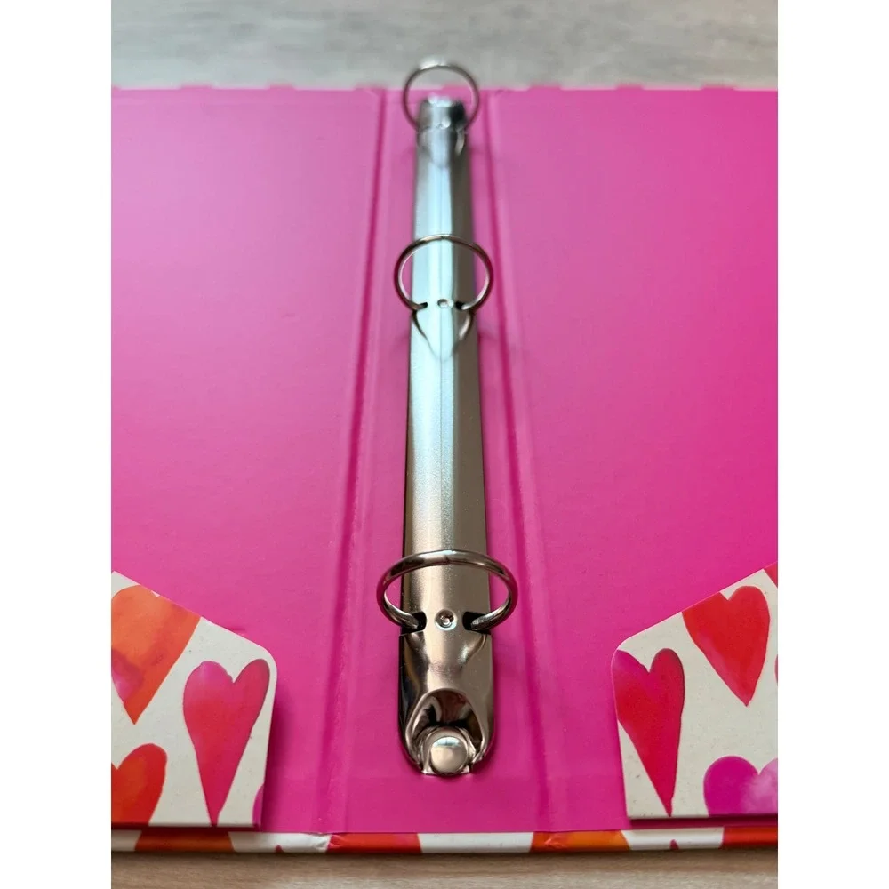 Steel Mill & Co Watercolor Heart Three-Ring Binder Set Red Pink Orange Cream